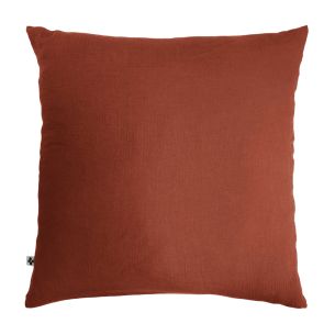 Taie d'oreiller double gaze de coton orange terracotta FOND BLANC