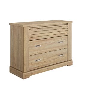 Commode en bois clair 3 tiroirs imitation châtaignier - CO5068