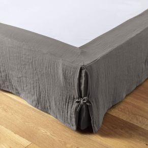 Cache sommier double gaze de coton gris anthracite