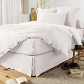 Cache sommier double gaze de coton blanc