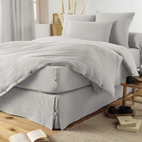 Housse de couette double gaze de coton gris