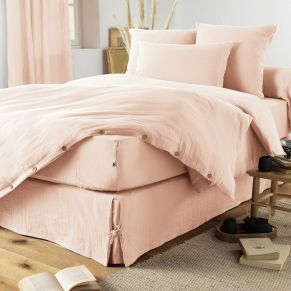 Cache sommier double gaze de coton rose