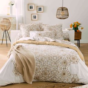 Parure de lit percale Gabrielle champagne - Tradilinge