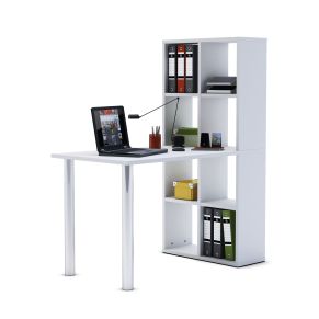 Bureau bibliothèque 8 niches blanc en MDF