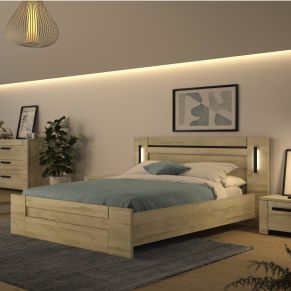 Lit en bois clair avec led sensitive - LT5072