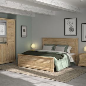 Lit en bois clair imitation châtaignier - LT5066