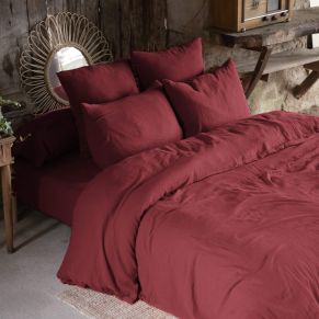 Taie d'oreiller double gaze de coton bordeaux