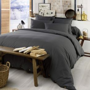 Housse de couette flanelle anthracite