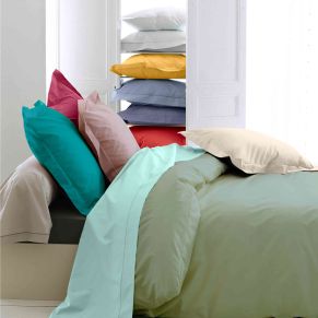 Housse de couette percale sauge - Tradilinge